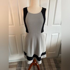 Jessica Simpson Black and White Textured Flare Dress